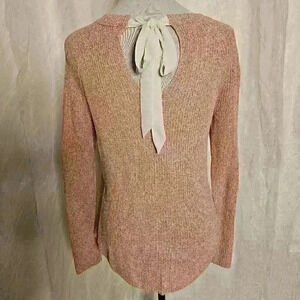 Ann Taylor Loft Size Extra Small Tie Back Long Pink Sweater: